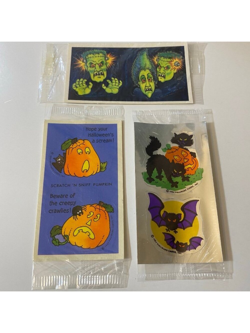 Vintage Hallmark 1980s Halloween Stick R Treats Stickers Scratch & Sniff Bats +